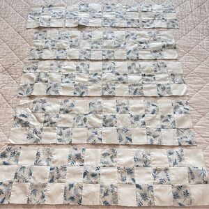 Handmade Quilted Patchwork Blocks – Blue Botanical Print – Set of 8